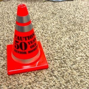 Caution, 50 year old, senior moment, mini pylon, gag construction cone